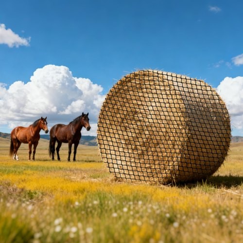 Round Bale Hay Net, 4.92 x 4.92 x 4.92 ft, 1.65 inch Holes, PE Material, Kno…