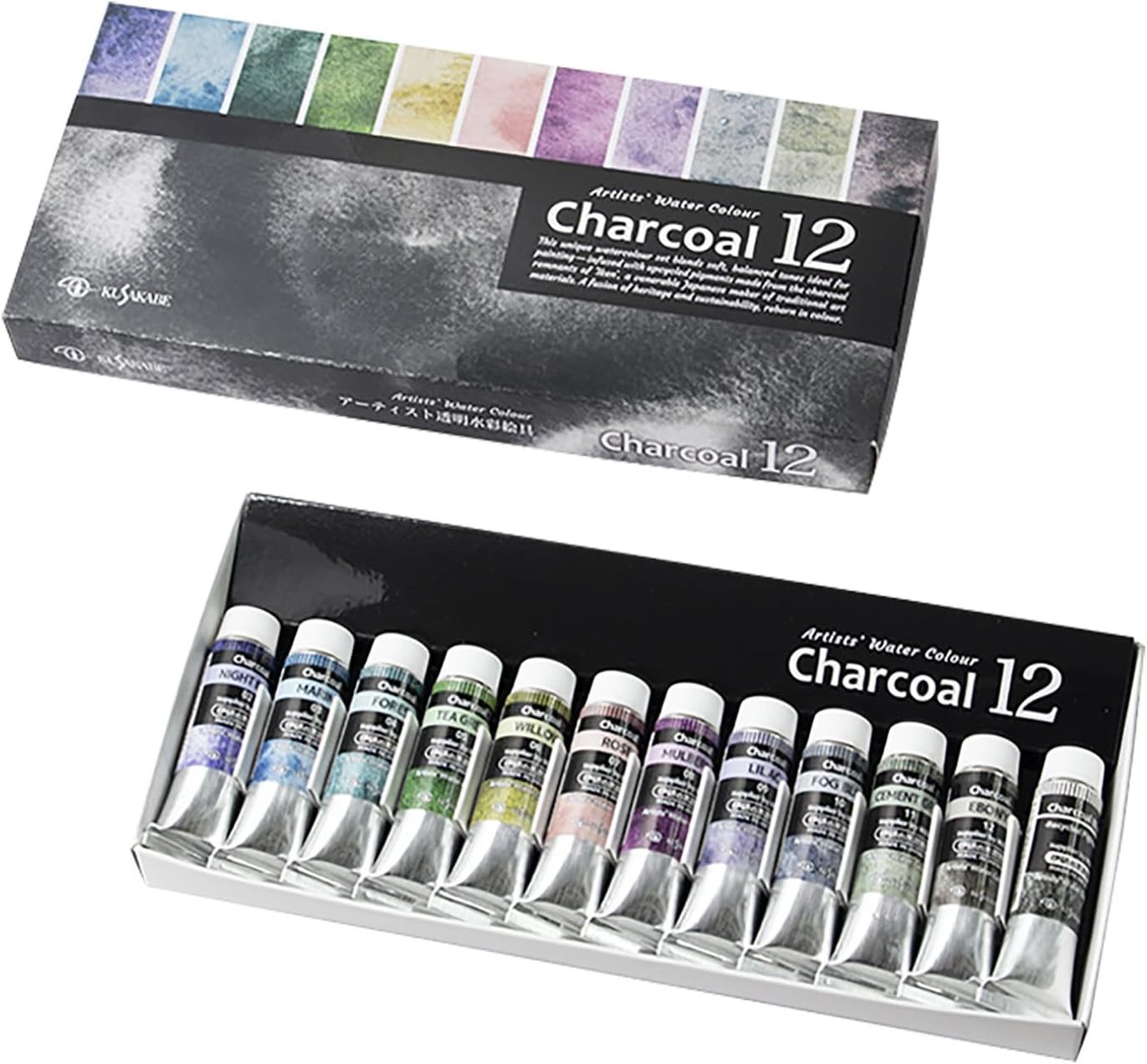 [☆New] Kusakabe 304951 Transparent watercolor paint Charcoal 12-color 10ml Japan