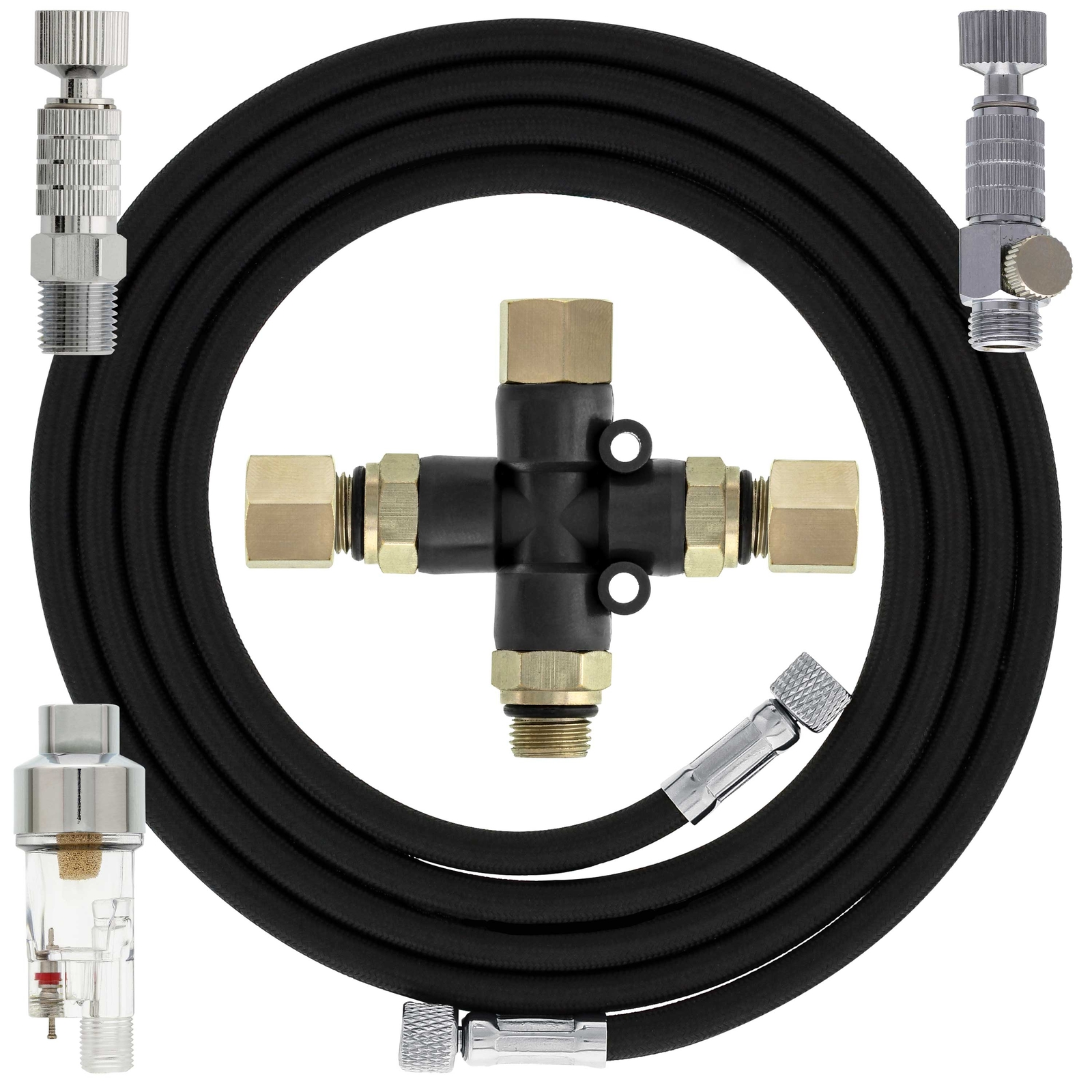 ESSENTIAL AIRBRUSH ACCESSORY KIT Air Filter 3 Way Hose Splitter Quick-Disconnect