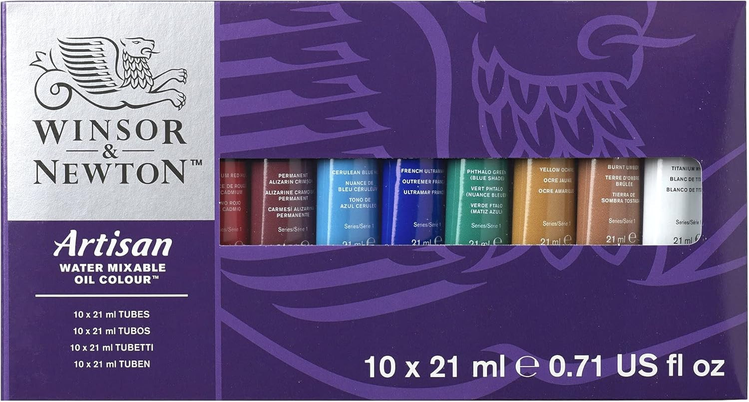 Artisan Water Mixable Oil Color Paint Set, 0.71-Oz (21Ml) Tubes, Set of 10