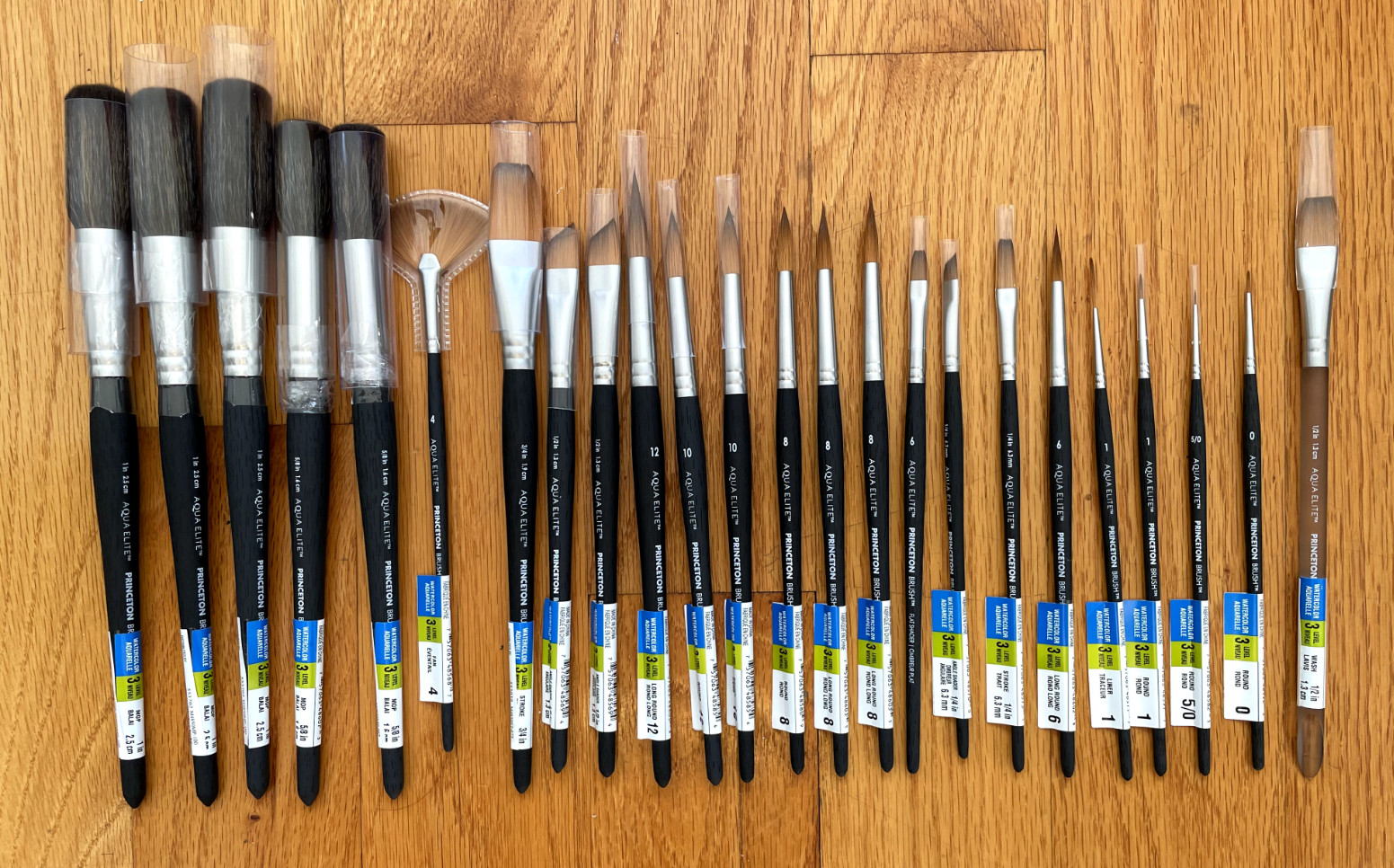 Lot Of 24 Princeton Aqua Elite Watercolor Brushes BRAND NEW