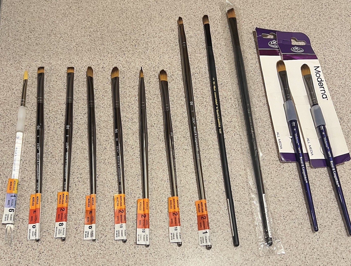Royal & Langnickel 12 Zen Z93 Series Brushes Long & Short Multiple Sizes New
