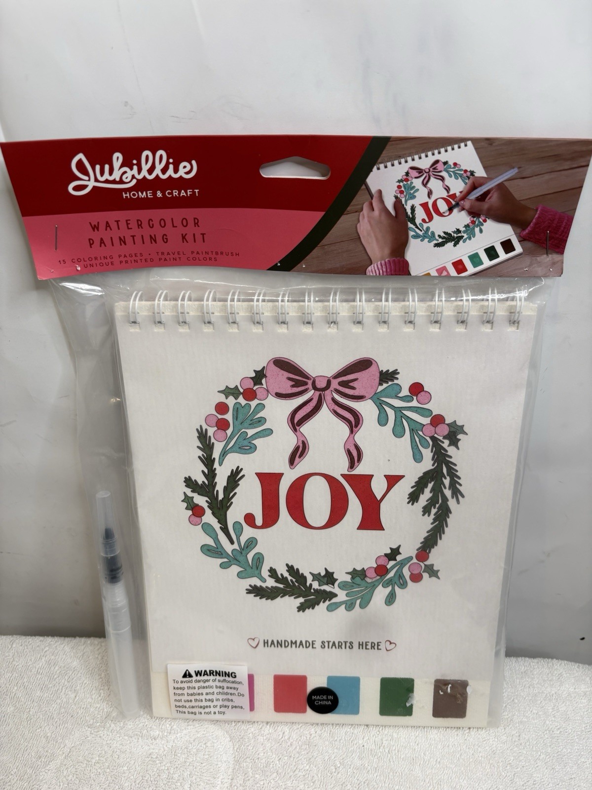 Jubillie Home & Craft Watercolor Painting Kit 15 Coloring Pages Paintbrush/Palet