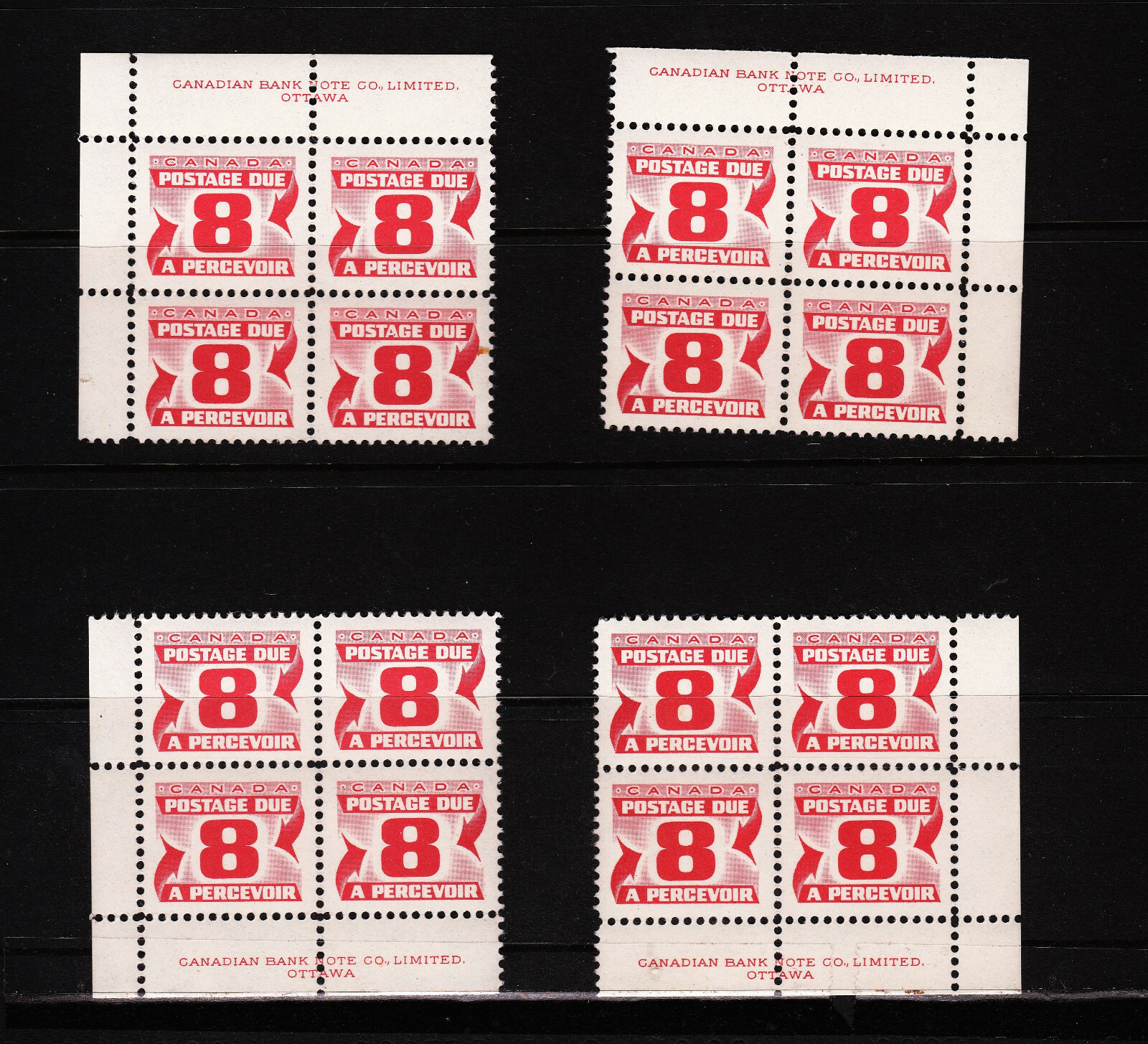 Your CHOICE – Mint/MNH 8c Canada Postage Due Plate/Inscription Blocks J34 1969!