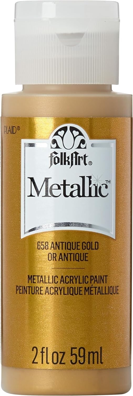 FolkArt K658 Paint Acrylic Metallic, 2 Fl Oz (Pack of 1), Antique Gold