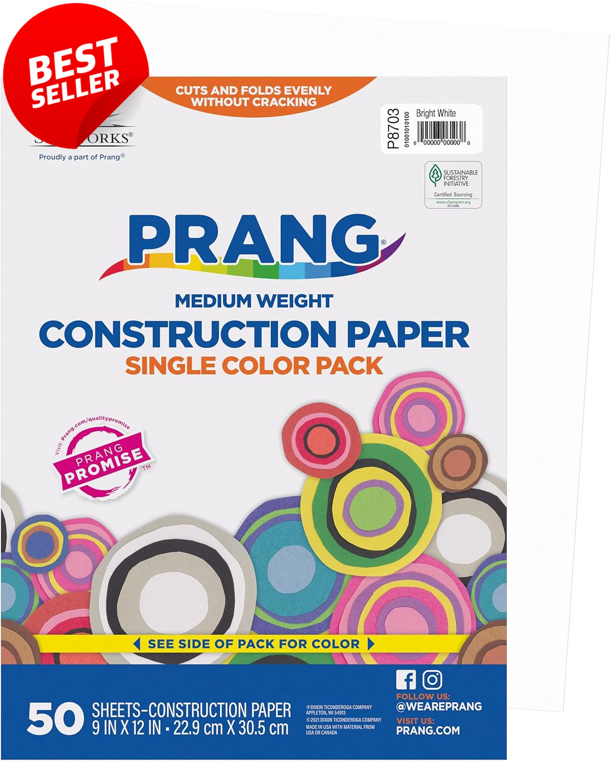 (Formerly ) Construction Paper, Bright White, 9″ X 12″, 50 Sheets