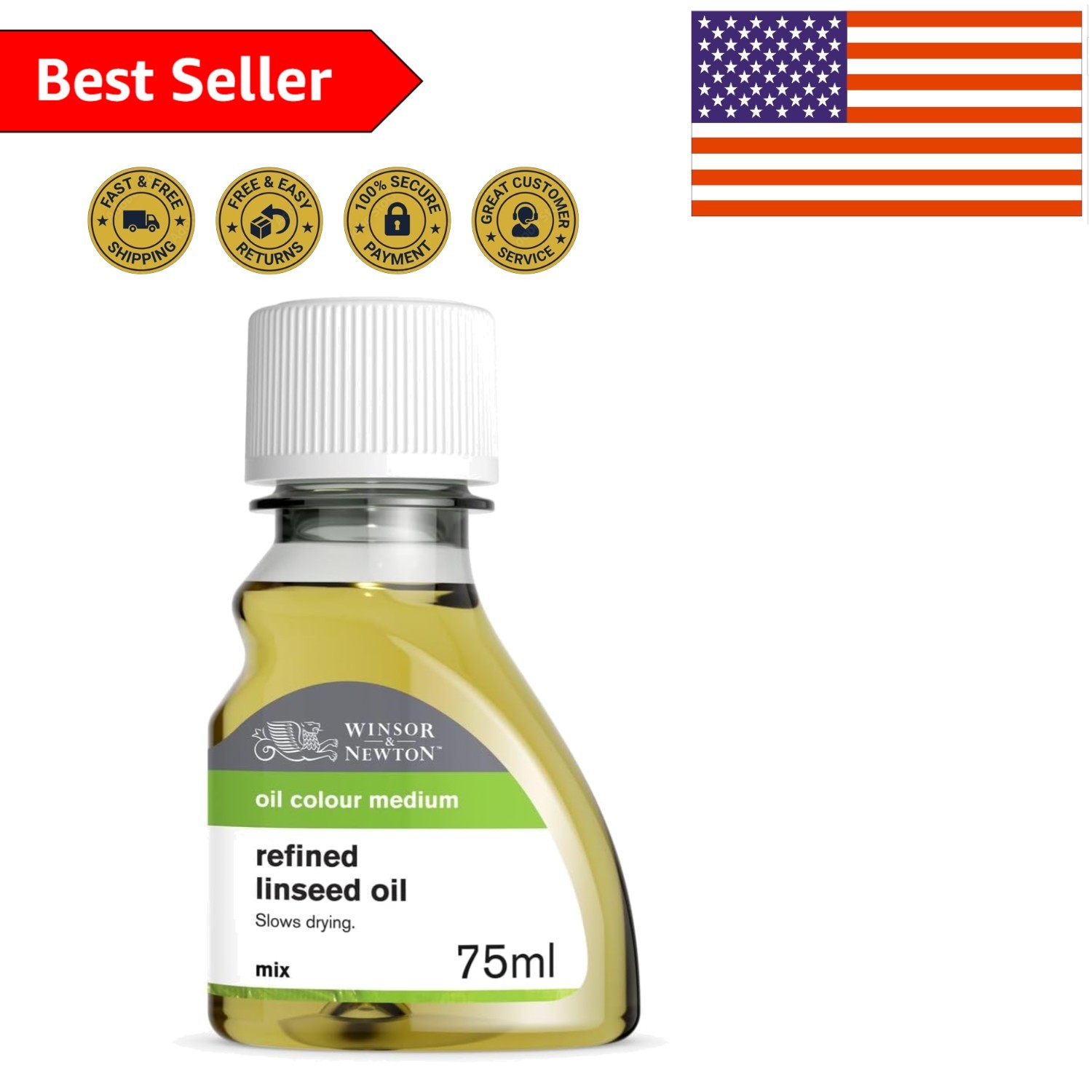 Refined Linseed Oil 75ml – Essential for Artists, Glossy Finish for Artistry