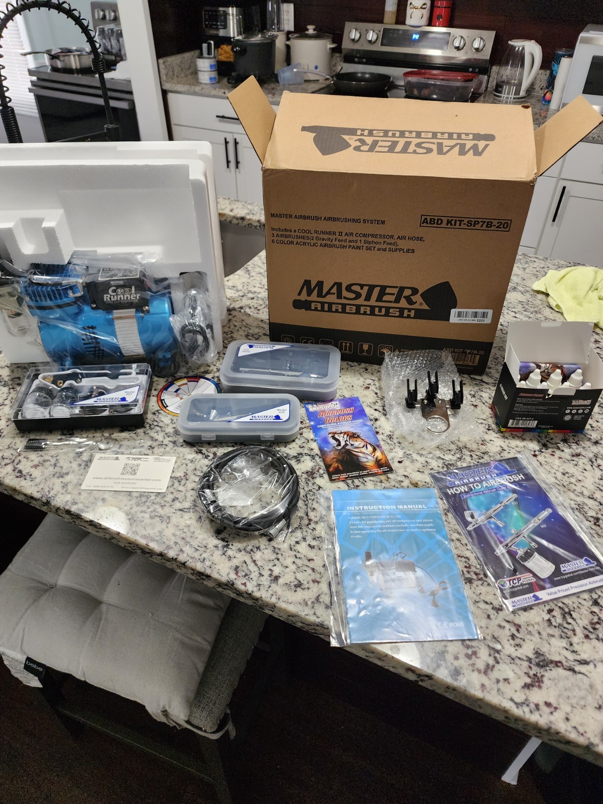 Master Airbrush Cool Runner II System Set Compressor G25 E91 ABD KIT-SP7B-20
