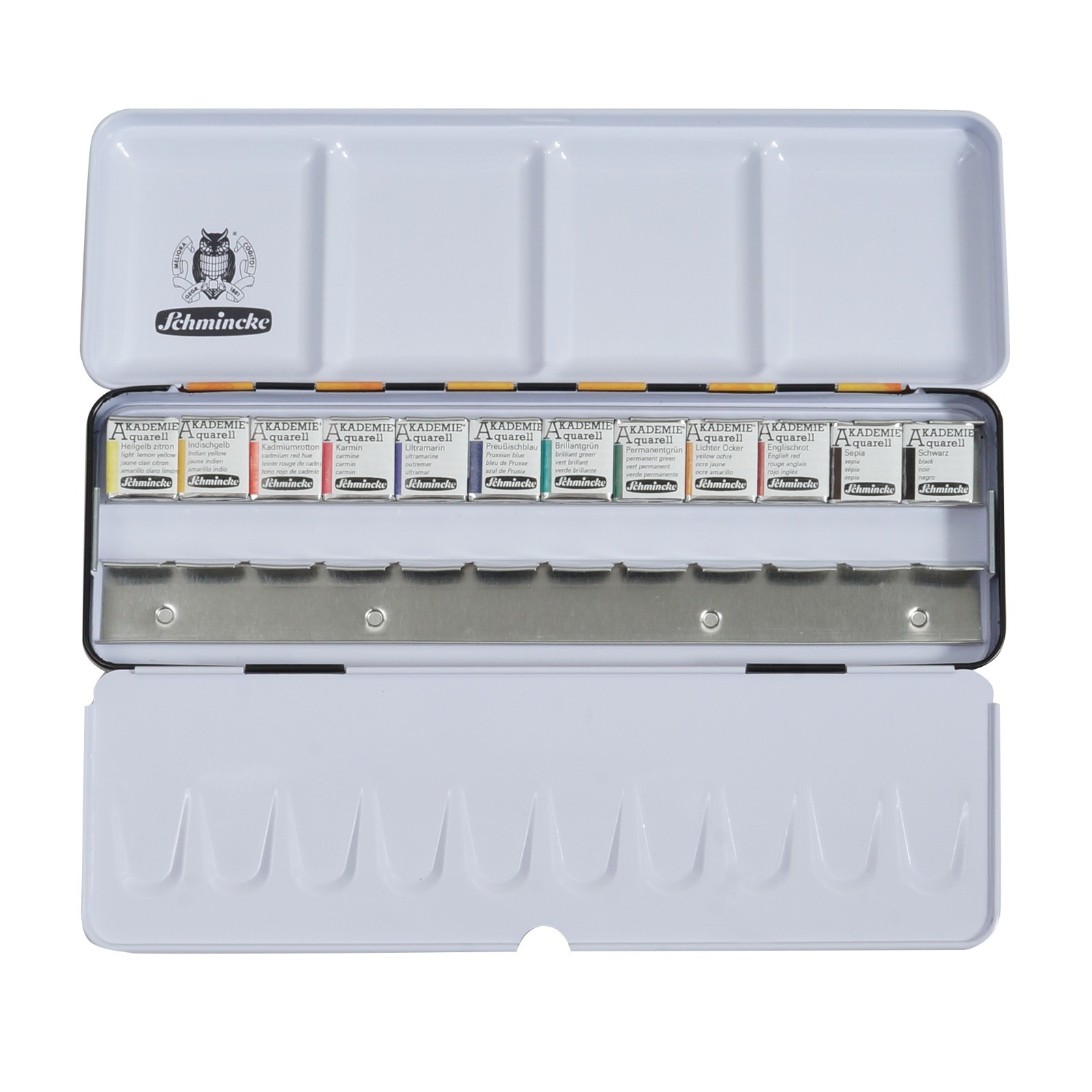 Schmincke Akademie Watercolor Set – 12 Half Pans Limited Edition Yellow Tin Box