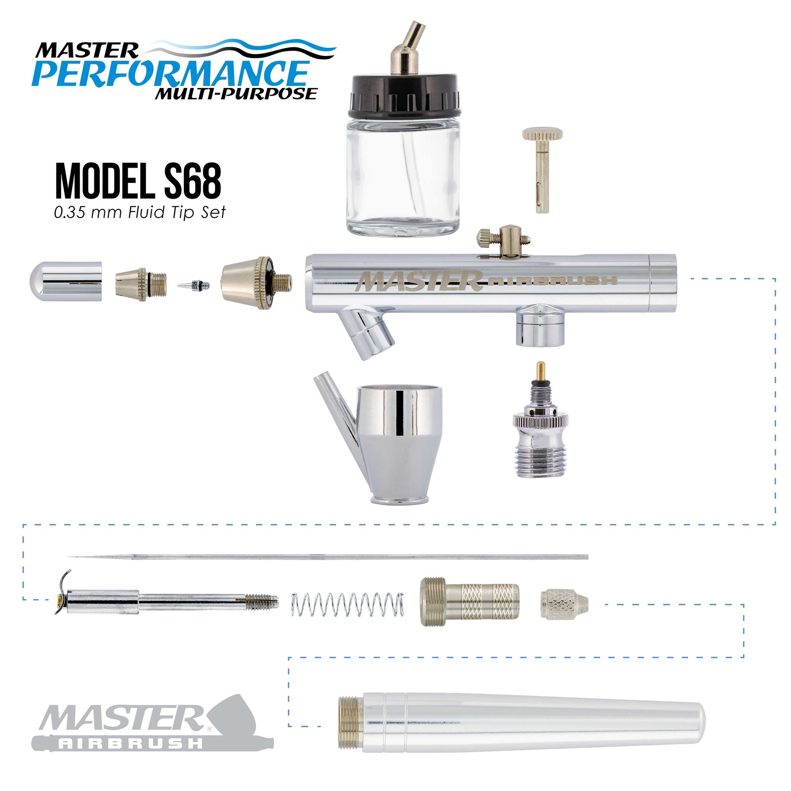 Multi-Purpose Airbrushing System Kit Siphon Feed Dual-Action Airbrush 0.35mm Tip
