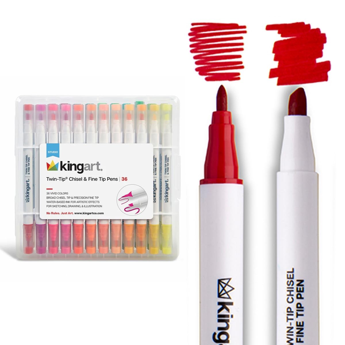 Twin-Tip Chisel & Fine Marker Set – 36 Colors – Water-Based Opaque Ink – Dual…