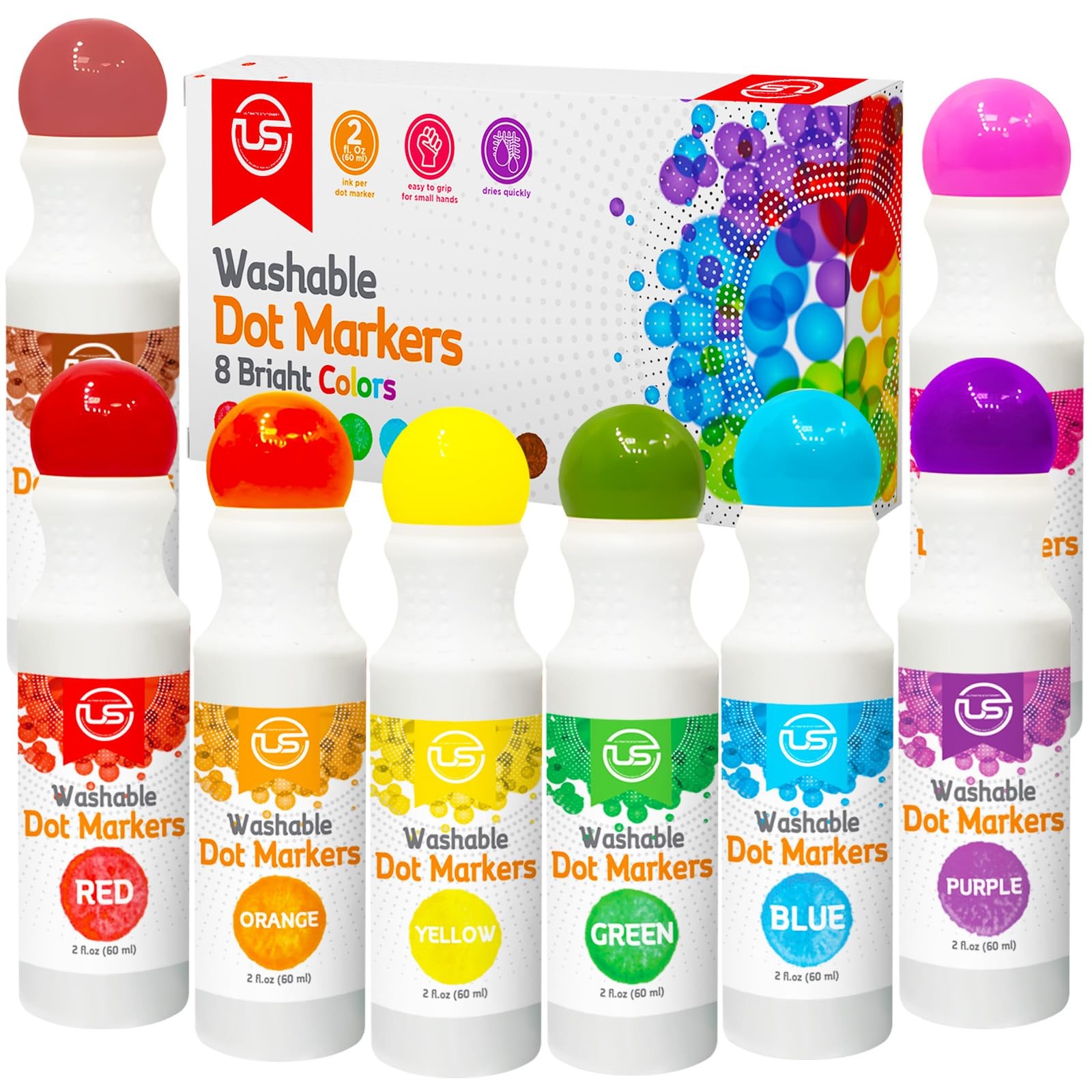 Dot Markers, Bingo Daubers, Washable 8 Colors Dot Markers for Toddlers and Ki…