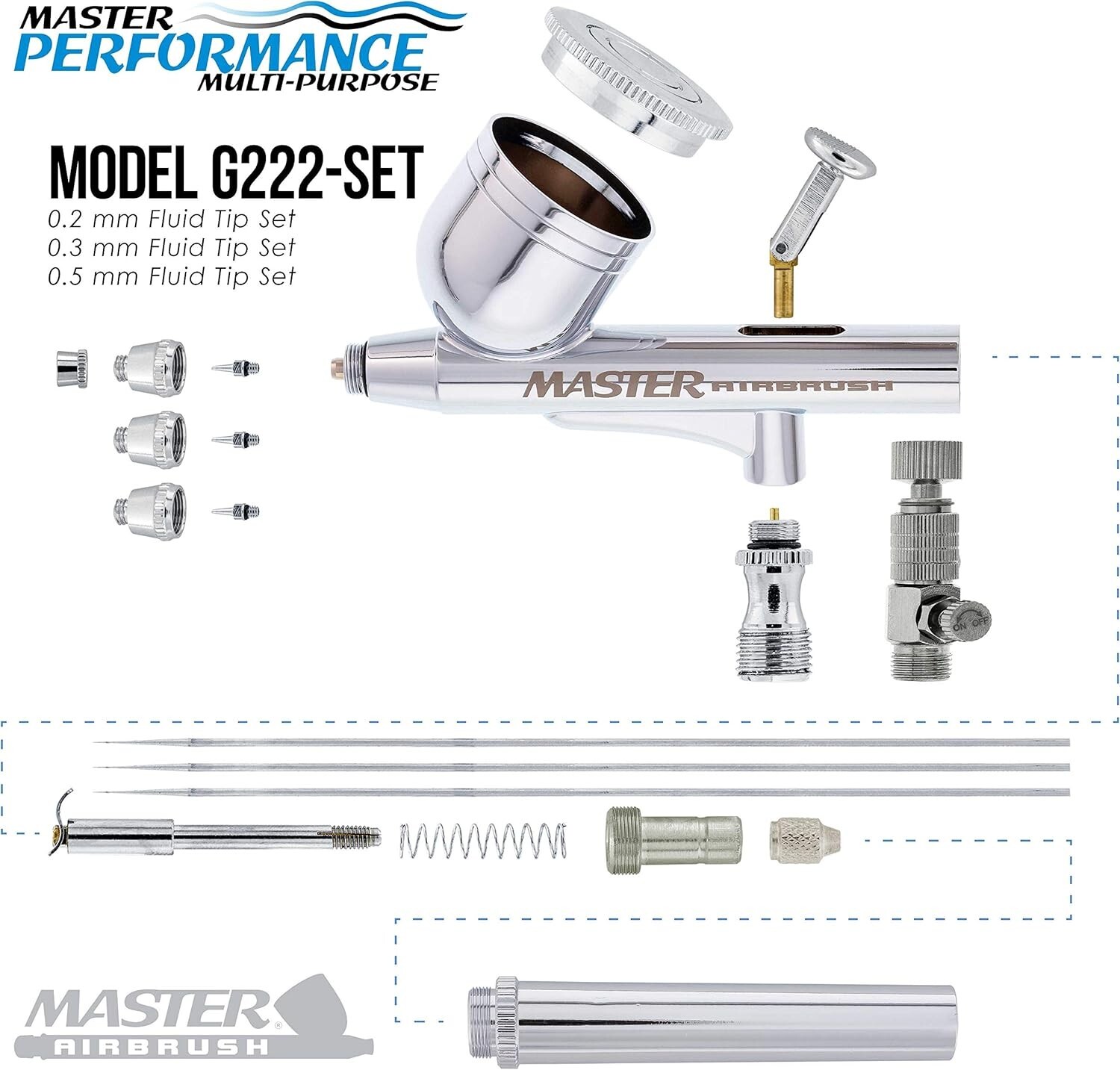 Complete Airbrush System: Cool Runner II Compressor & G222 Airbrush with 3 Tips