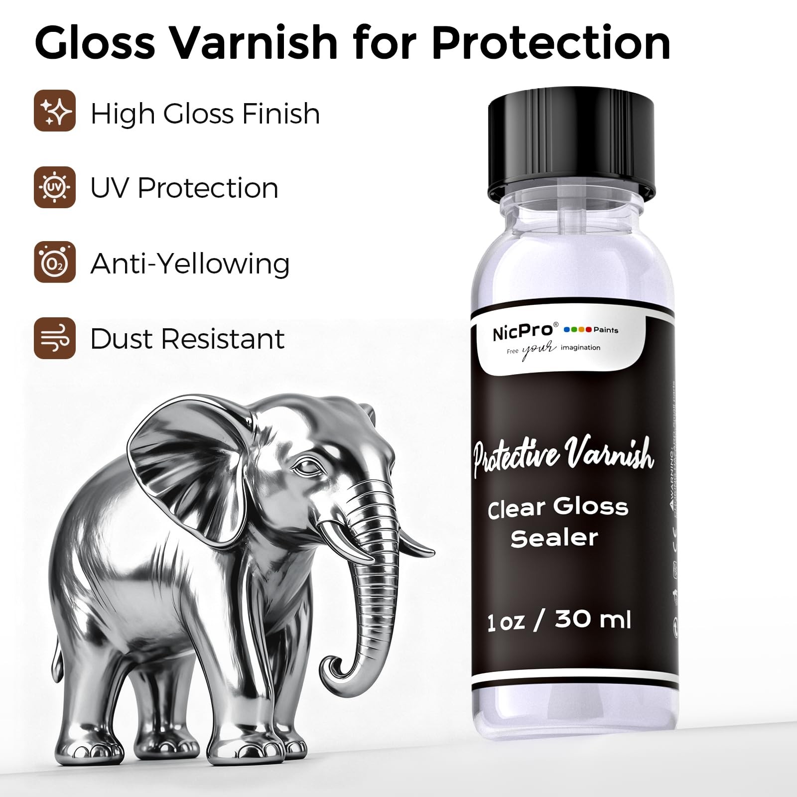 Liquid Silver Leaf Paint Kit (2 × 1oz/30ml), Metallic Silver Acrylic Paint