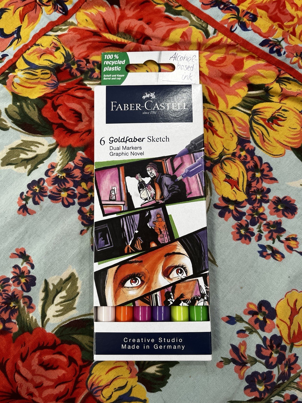 Faber-Castell Goldfaber Dual Tip Sketch Markers 6 pk Brush & Fineliner Tips NEW