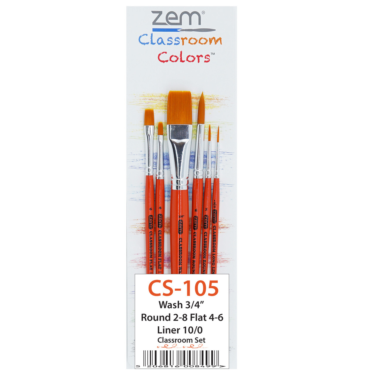 ZEM Classroom Colors Economy Artist Brush Sets 6 Types