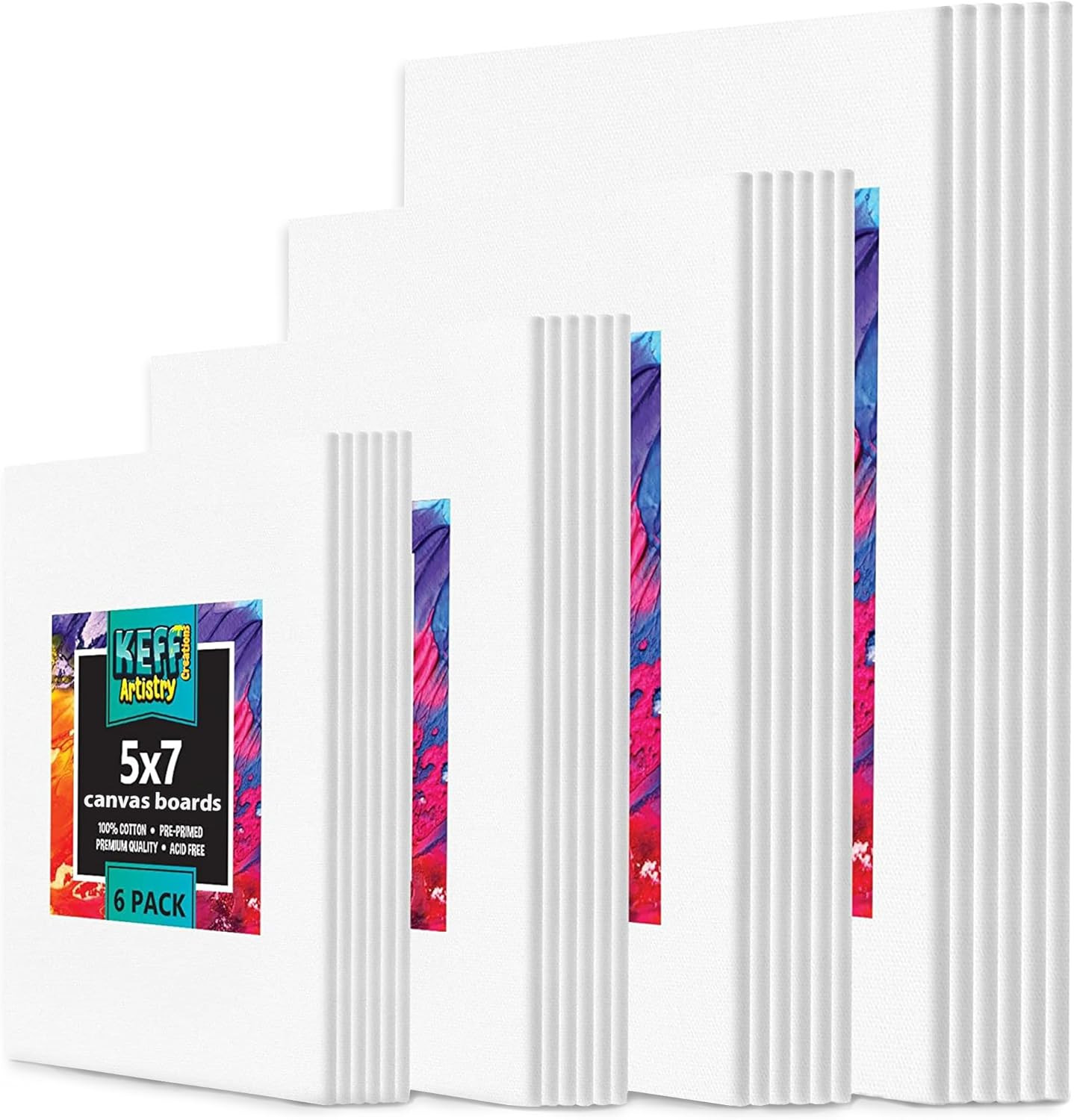 24-Pack Canvas for Painting, 6 of 5X7, 8X10, 9X12,11X14 Painting Canvas Boards,