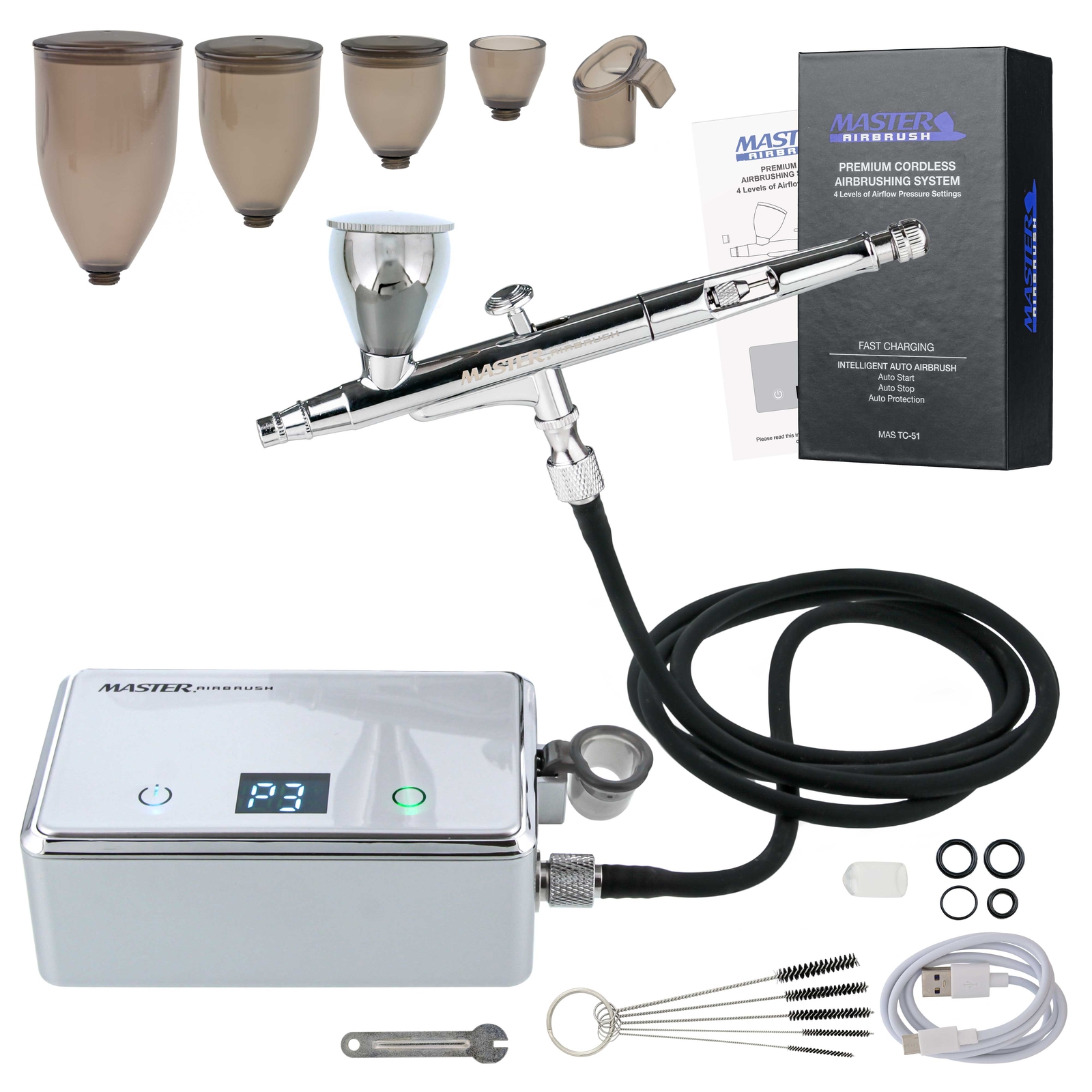 Master Airbrush Powerful Cordless Airbrushing System Rechargeable Air Compressor