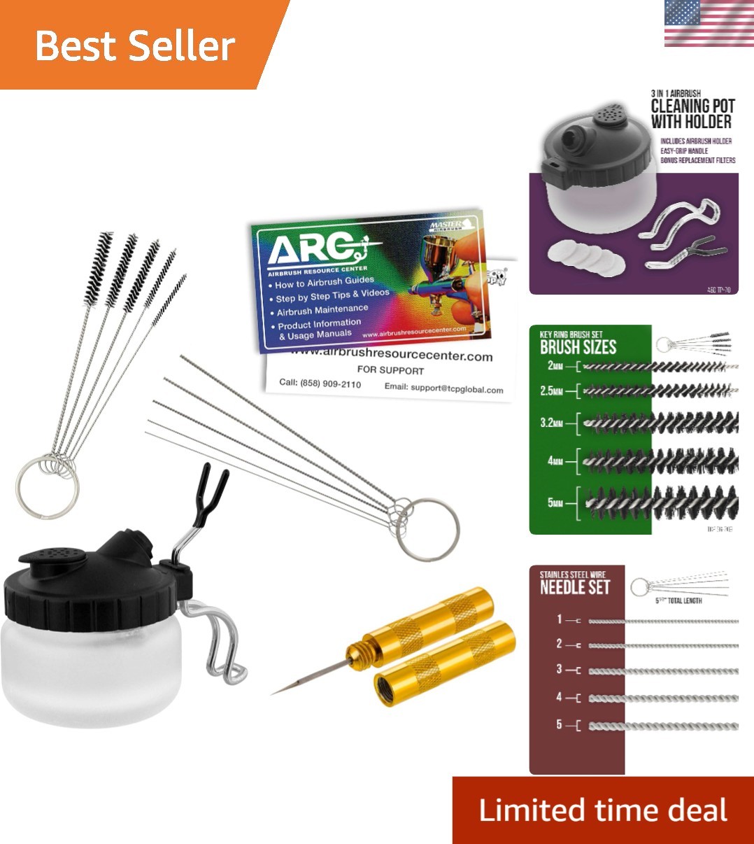 Effortless Airbrush Maintenance: 13-Piece Cleaning Kit with Holder & Guides