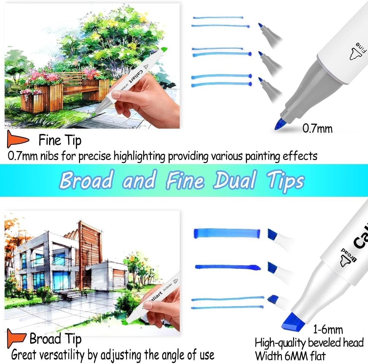 100 Colors Dual Tip Art Markers – Permanent Alcohol-Based Sketch Pens with Case