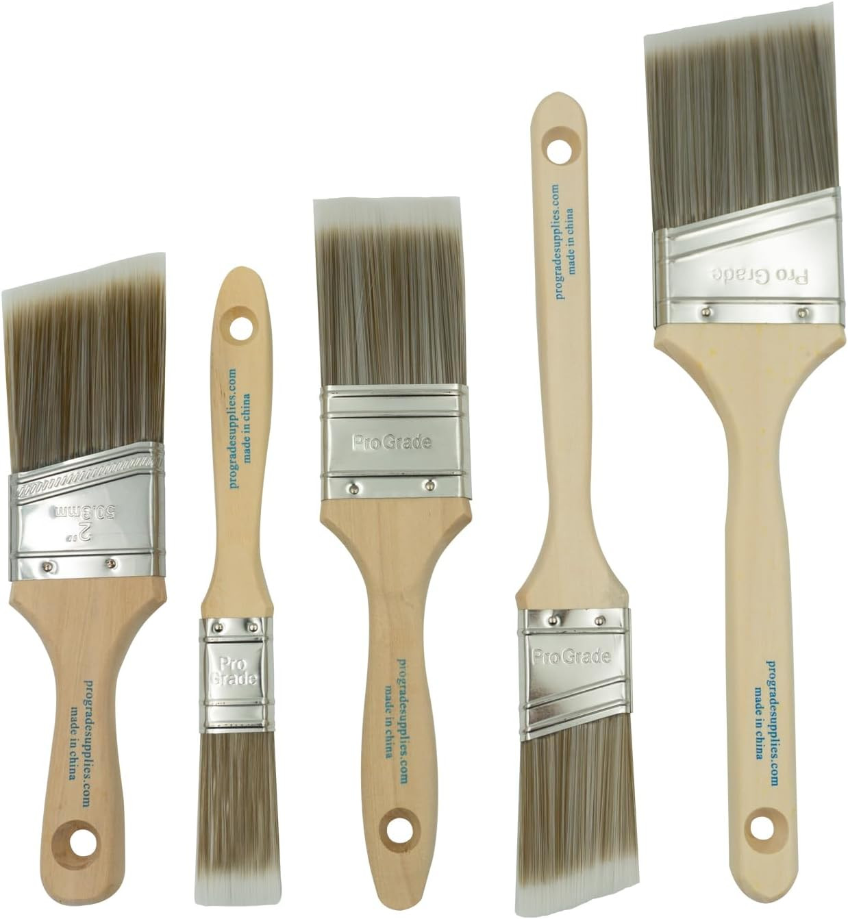 Set 5 Pinceles Pintura Plano Angulo Latex Aceite Interior Exterior Hogar Mejoras