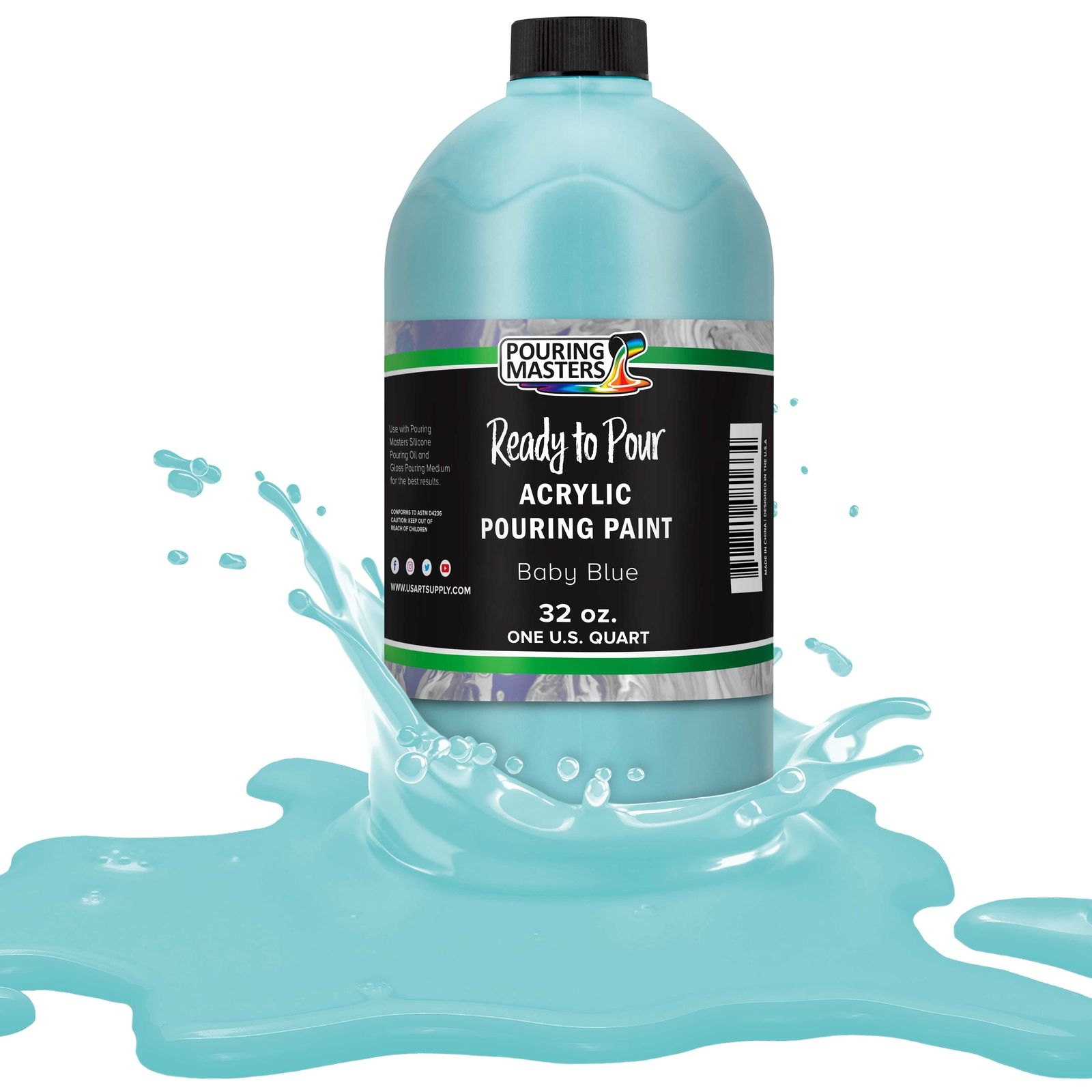 Pouring Masters Baby Blue 32-Ounce (Quart) Water-Based Acrylic Pouring Paint