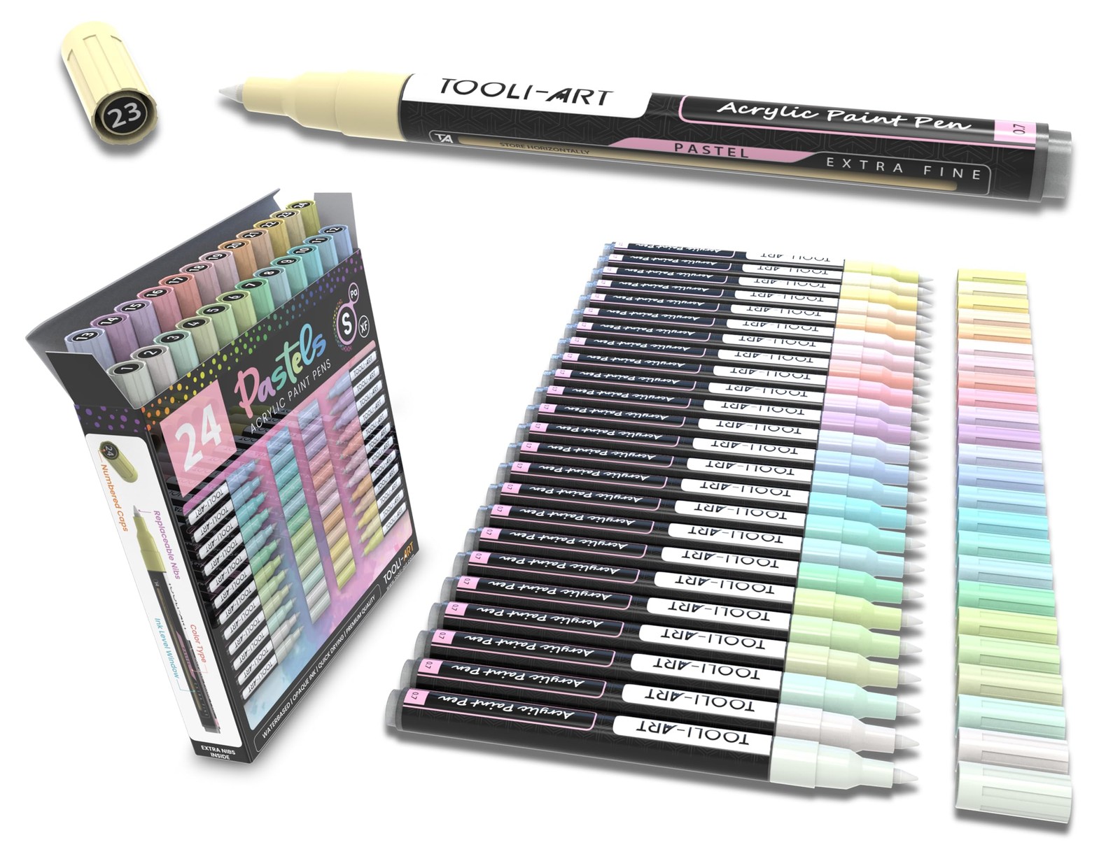 TOOLI-ART Acrylic Paint Markers Pens: Special Colors for Rock, Canvas, Wood, Fab