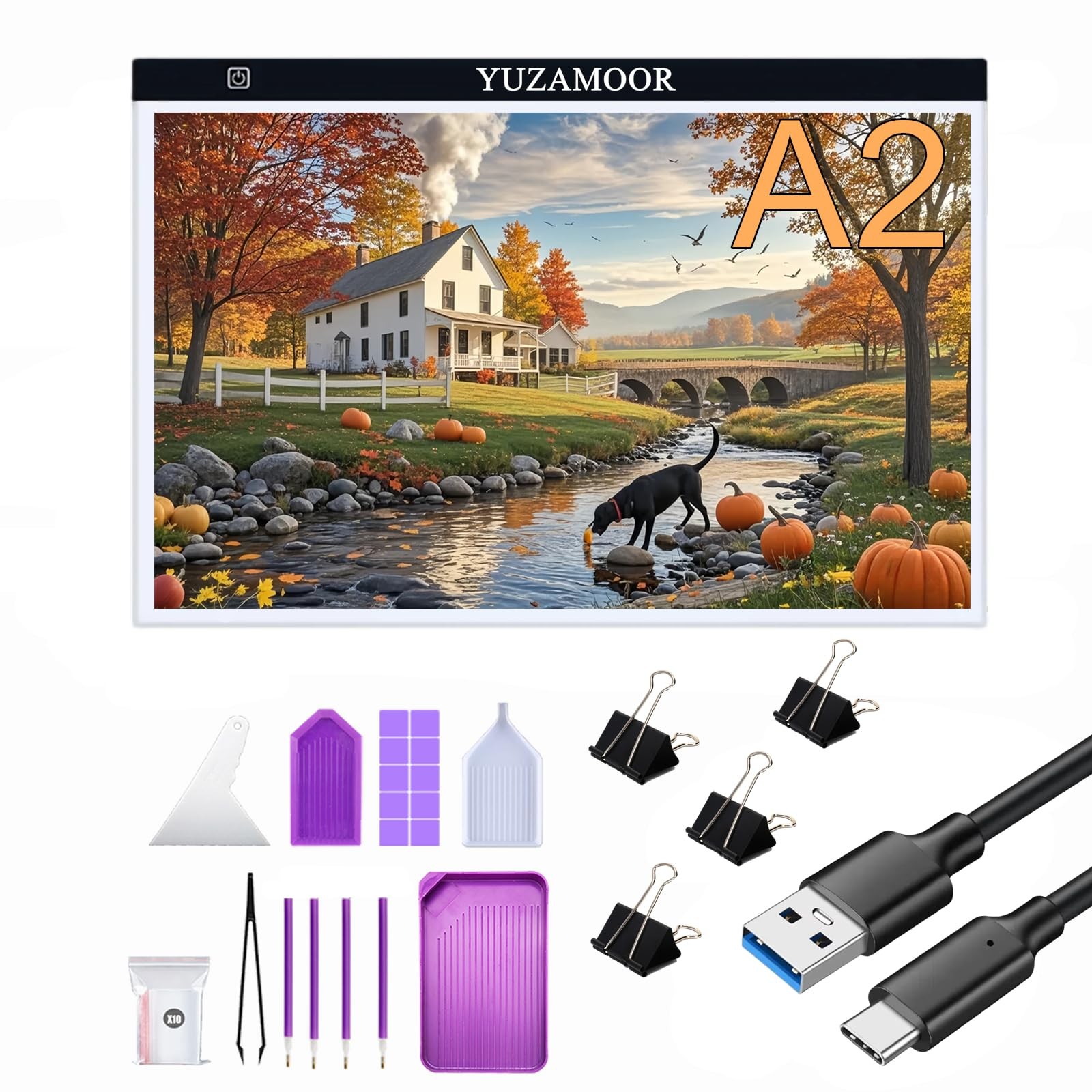 A2 Large Tracing LED Light Pad Kits for Diamond Art, Sketching, Painting – Adjus