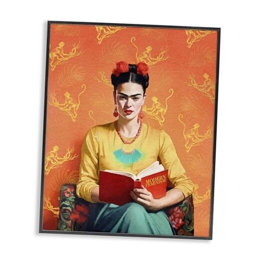 Modern Frida Kahlo Framed Giclee Art by Amanda 16L” x 20W” Black Framed