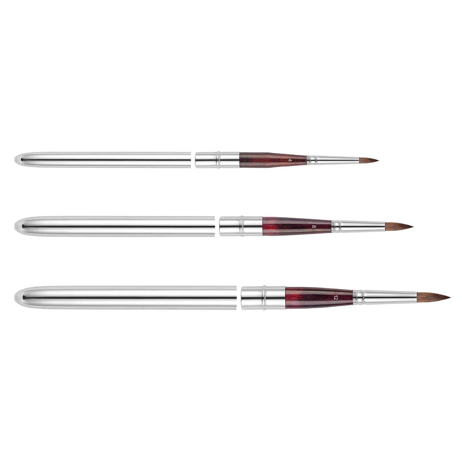 3 PCS Kolinsky Sable Hair Round Travel Watercolor Paint Brush Set With Case