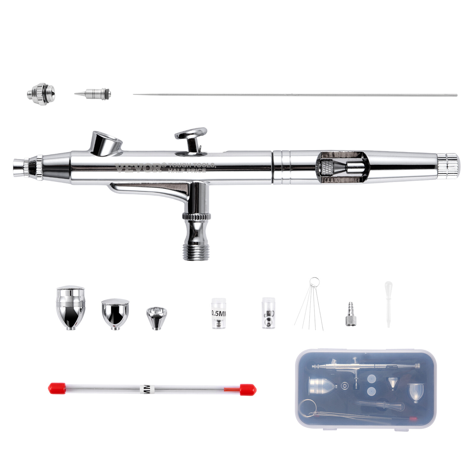 VEVOR Airbrush Gun 0.3/0.5 mm Dual Action Gravity Feed Airbrush Kit for Nail Art