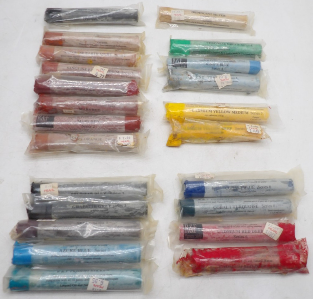 R&F Pigment Sticks Lot of 23 Hand made high pigment oil paint stick form 38ml