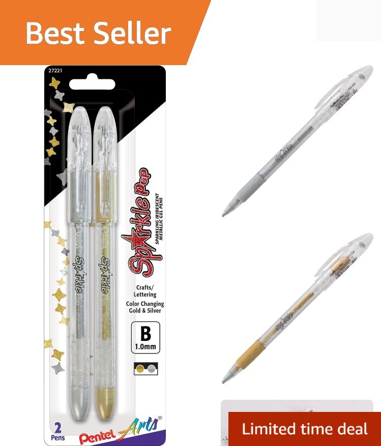 Pentel Arts Sparkle Pop Gel Pens 1.0mm, Iridescent Color-Changing Ink, 2-Pack