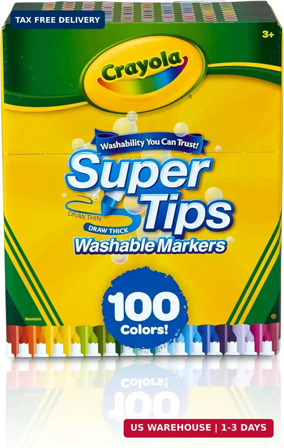 Crayola Super Tips Marker Set (100ct), Fine Point Washable Markers, Drawing Mark