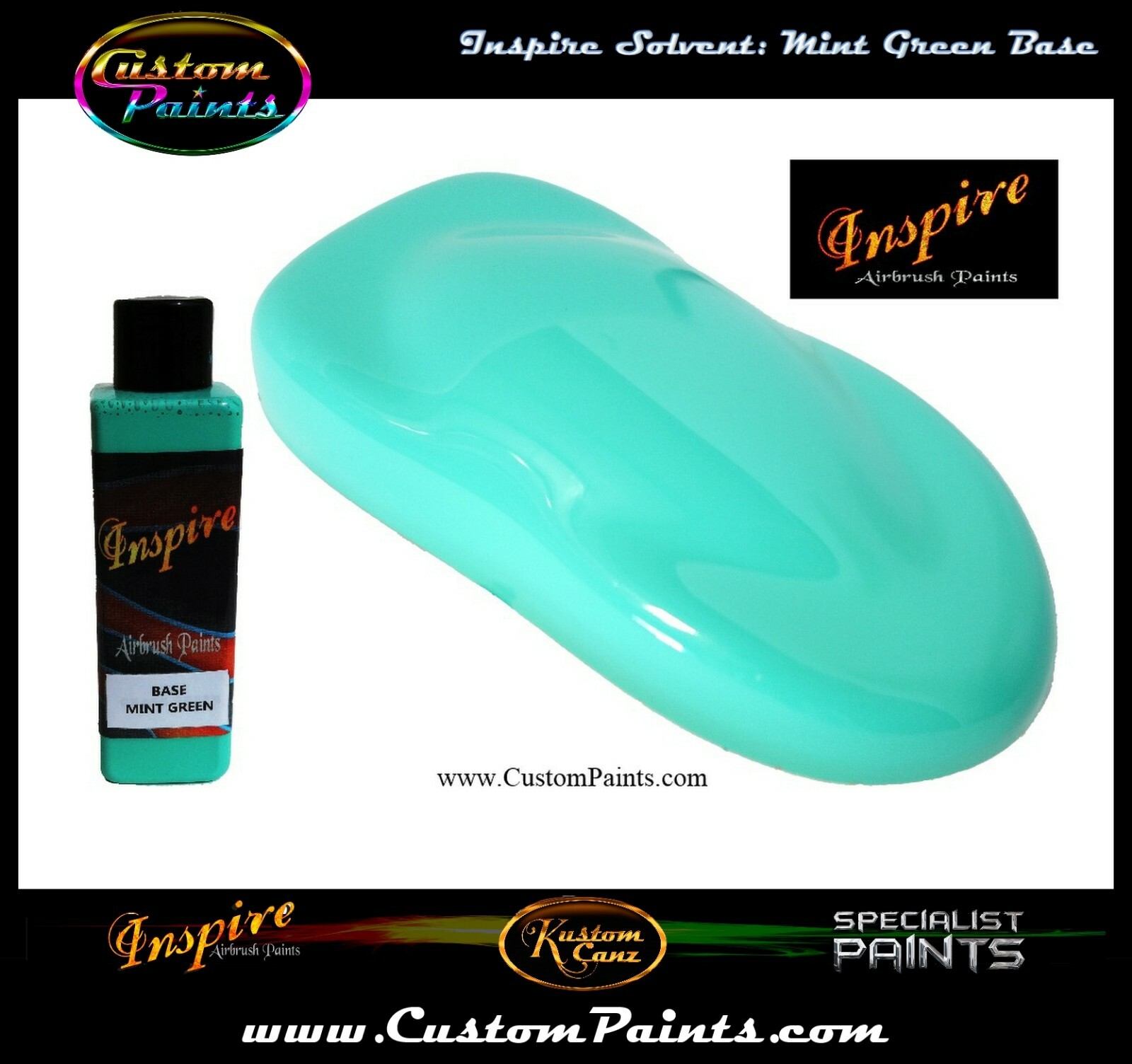 INSPIRE MINT BASE AIRBRUSH 4oz (SOLVENT), CUSTOM PAINT, HOK, ARTIST, HOT ROD