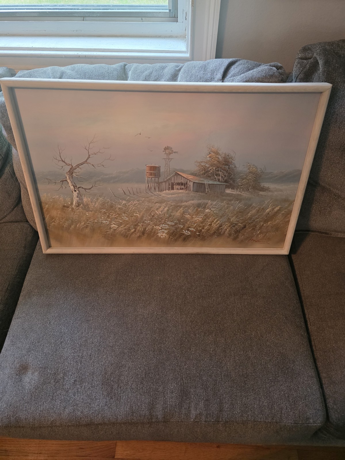 Vintage Farmhouse Silonoil Painting Artist Unknown