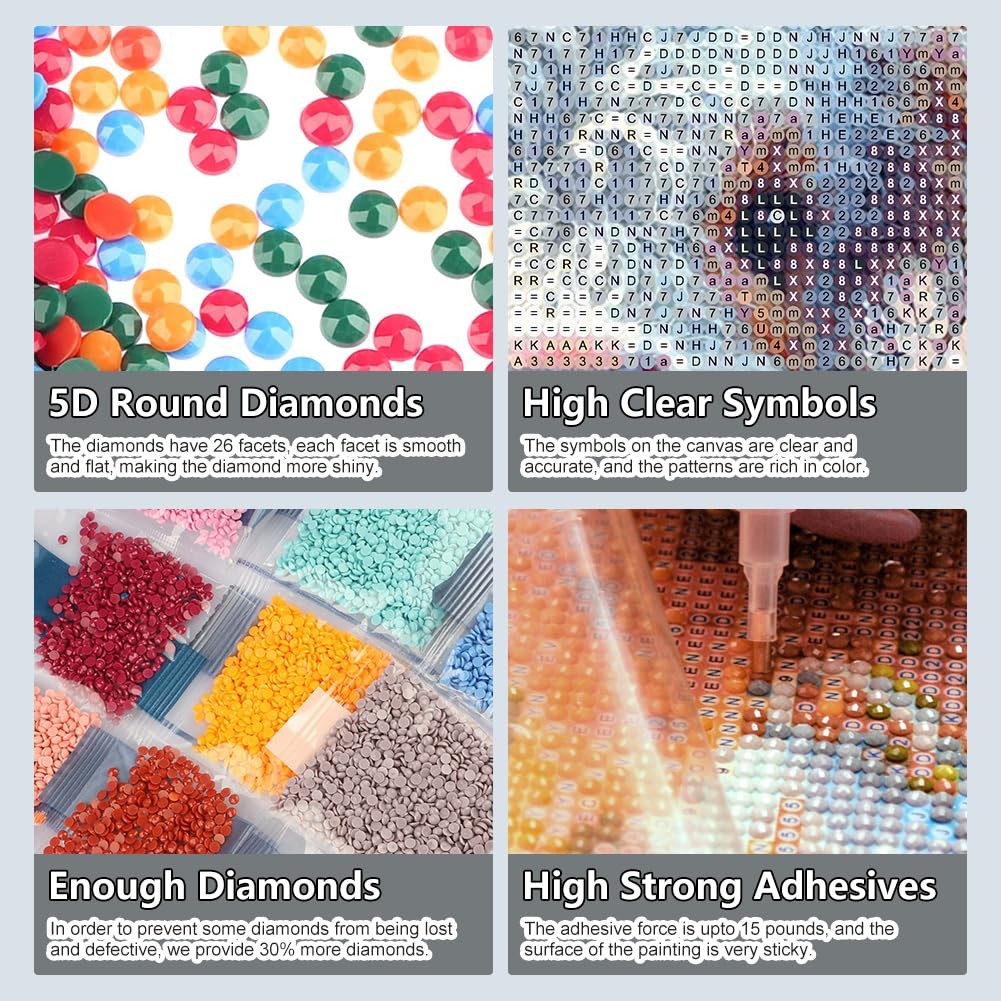 Cow Diamond Art Kits for Adults – Round Diamond Dots Painting Kit, 5D Full Drill