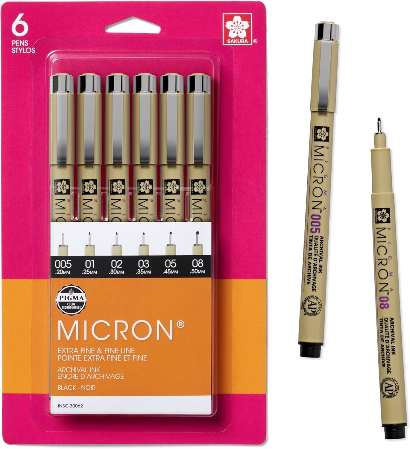 SAKURA Pigma Micron Fineliner Pens – Archival Black Ink Pens – Pens for Writing,