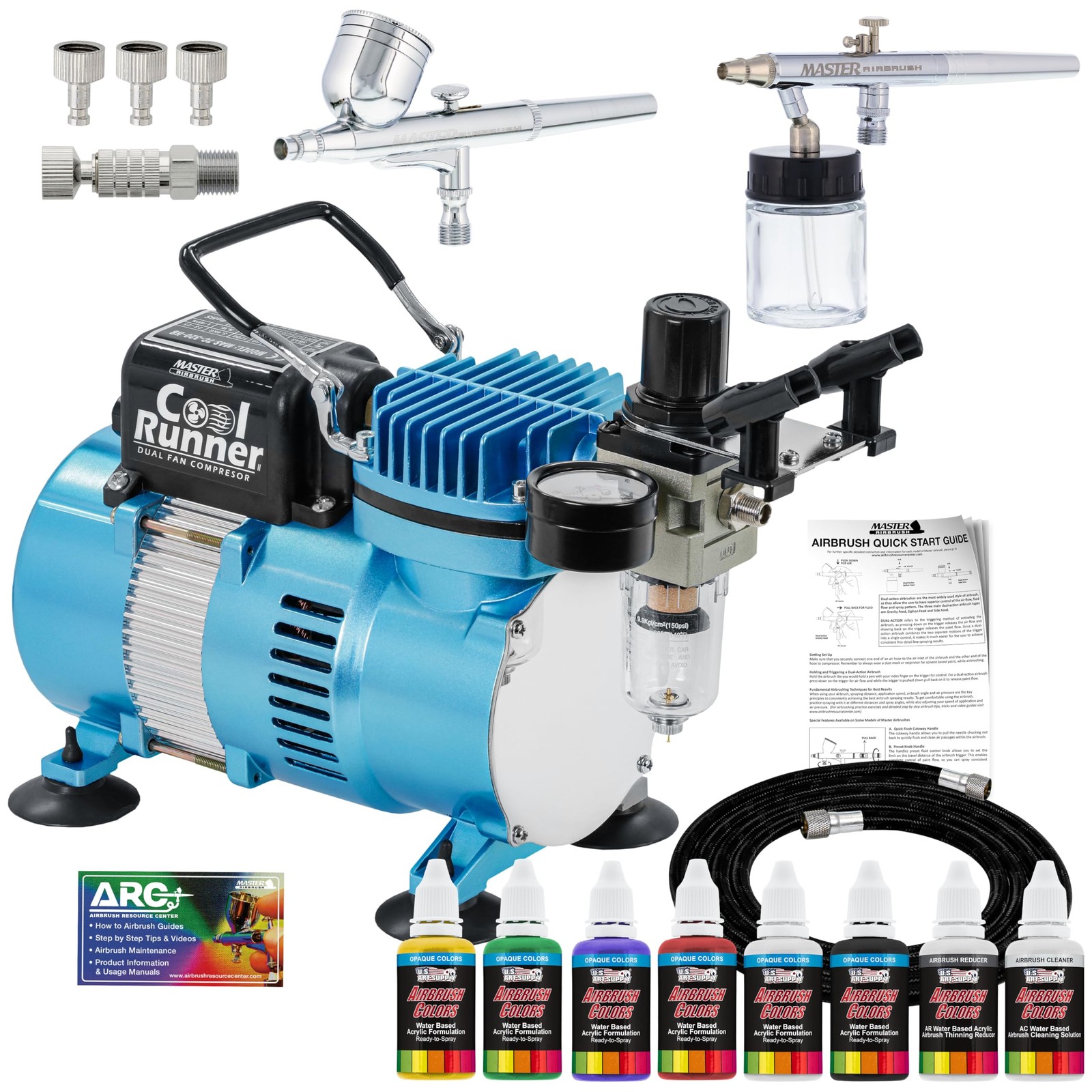 Cool Runner II Air Brush Kit with Air Compressor Dual Fan, Gravity & Siphon F…