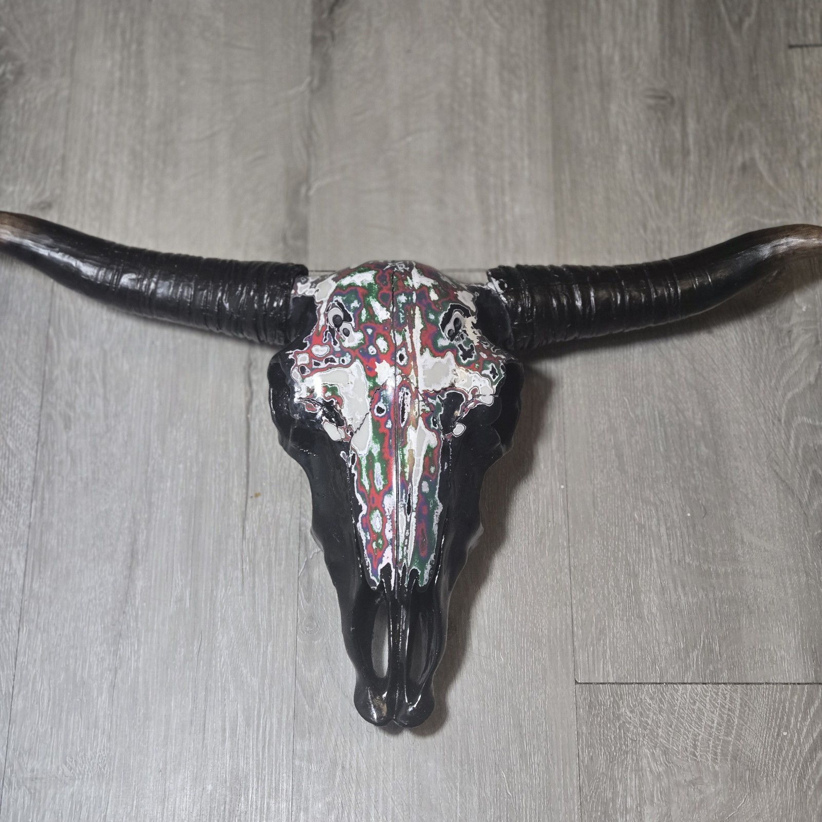 Decorative Multicolored Fordite Cowskull 36 Layers Of Paint