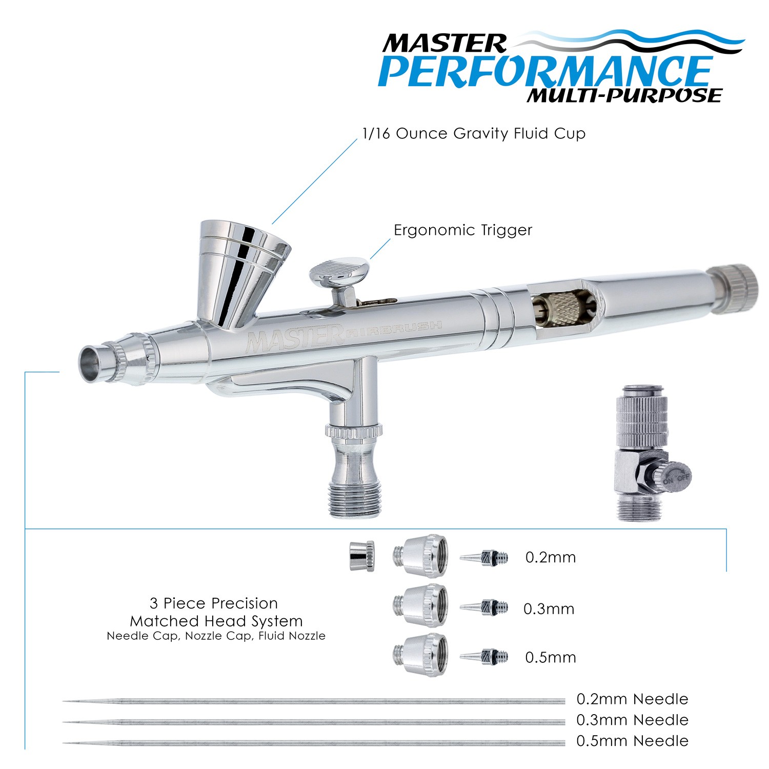3 Tip MASTER G266 Dual-Action AIRBRUSH PRO SET KIT Auto Paint Nail Tattoo Hobby