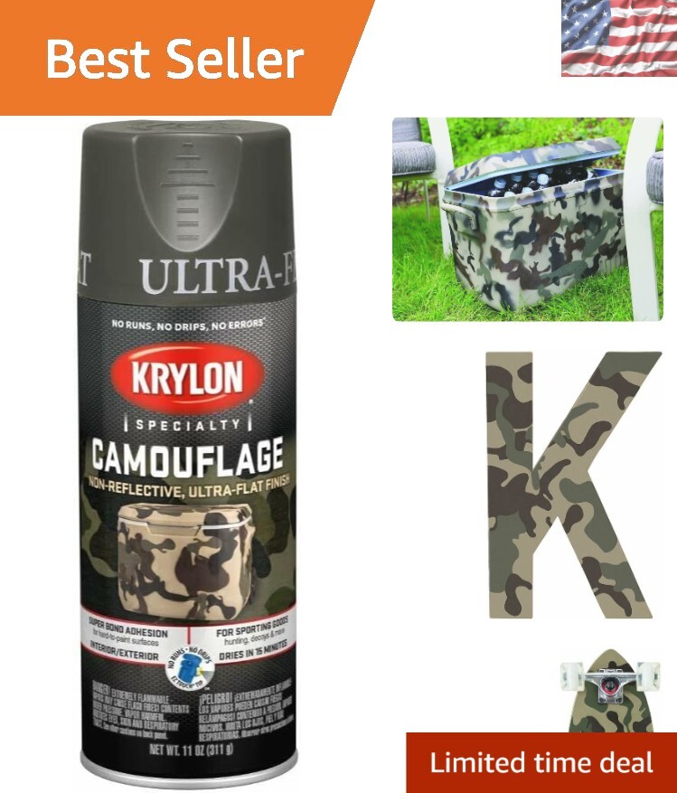 Reflective Olive Camouflage Paint, 11 oz. Ultra Flat for Interior/Exterior Use