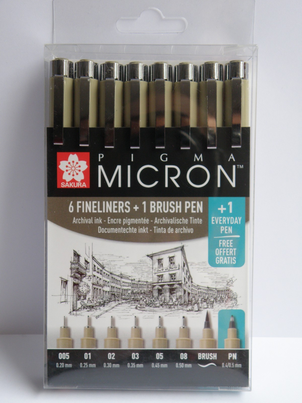 SAKURA Pigma Micron Set of 8 Fineliner Brush Everyday Pens NEW Made in Japan