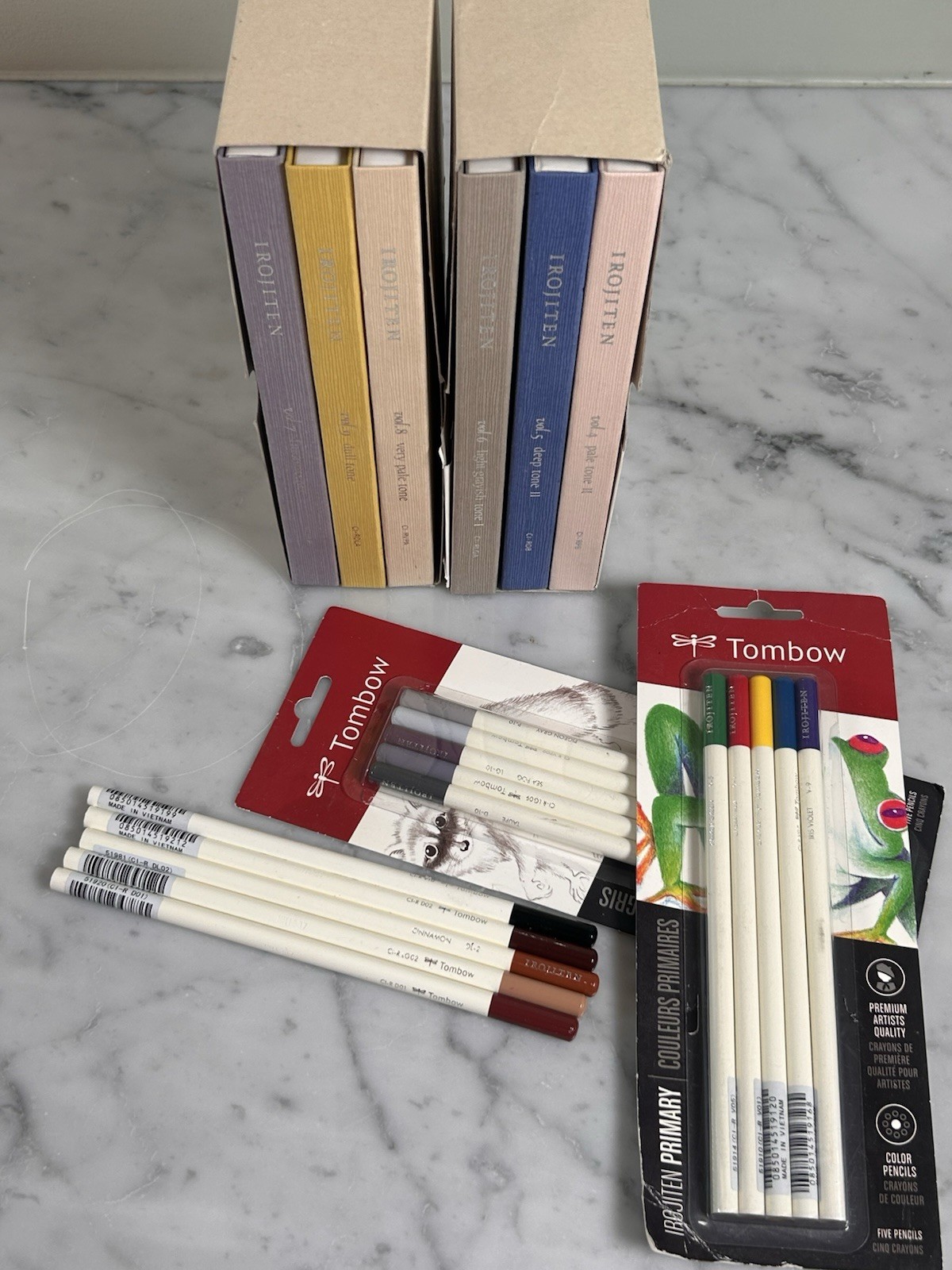 Tombow Irojiten Color Dictionary Sets Vol. 4–9 + Fluorescent + Extras — 6 Boxes