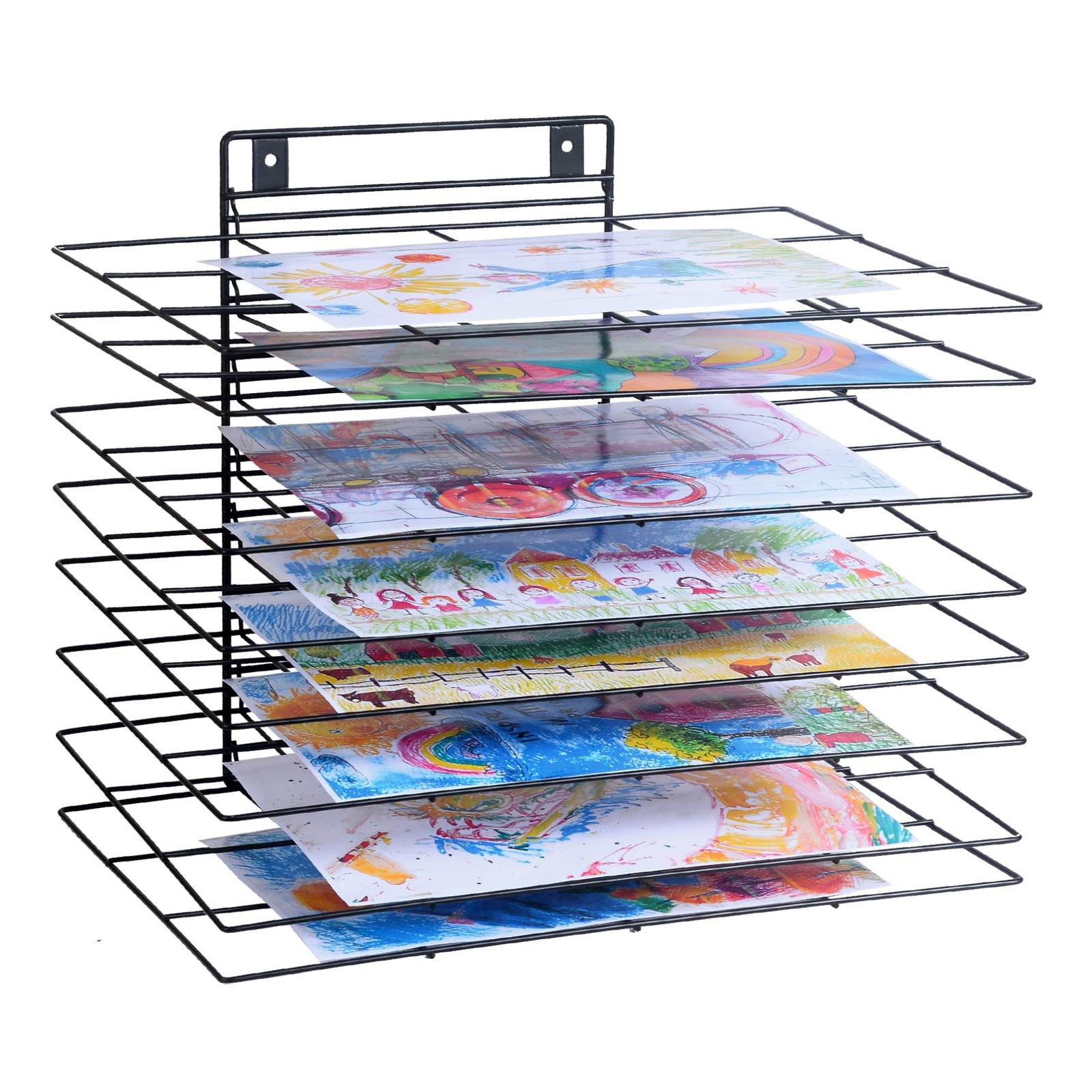 Premium Iron Art Drying Rack 8 Removable Shelves Classroom Storage Organizer
