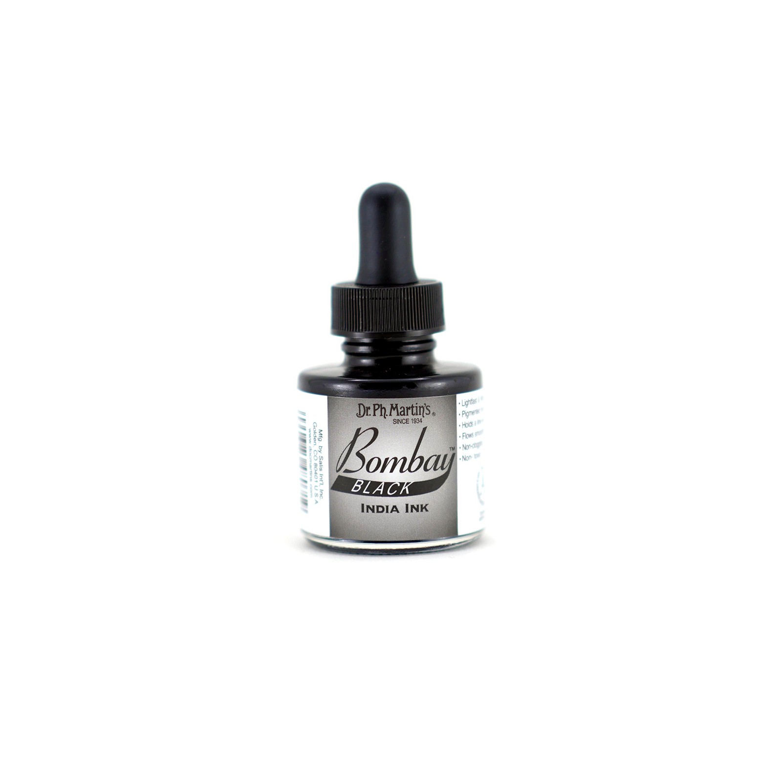 Bombay India Ink (7BY) Ink Bottle, 1.0 oz, Black, 1 Bottle