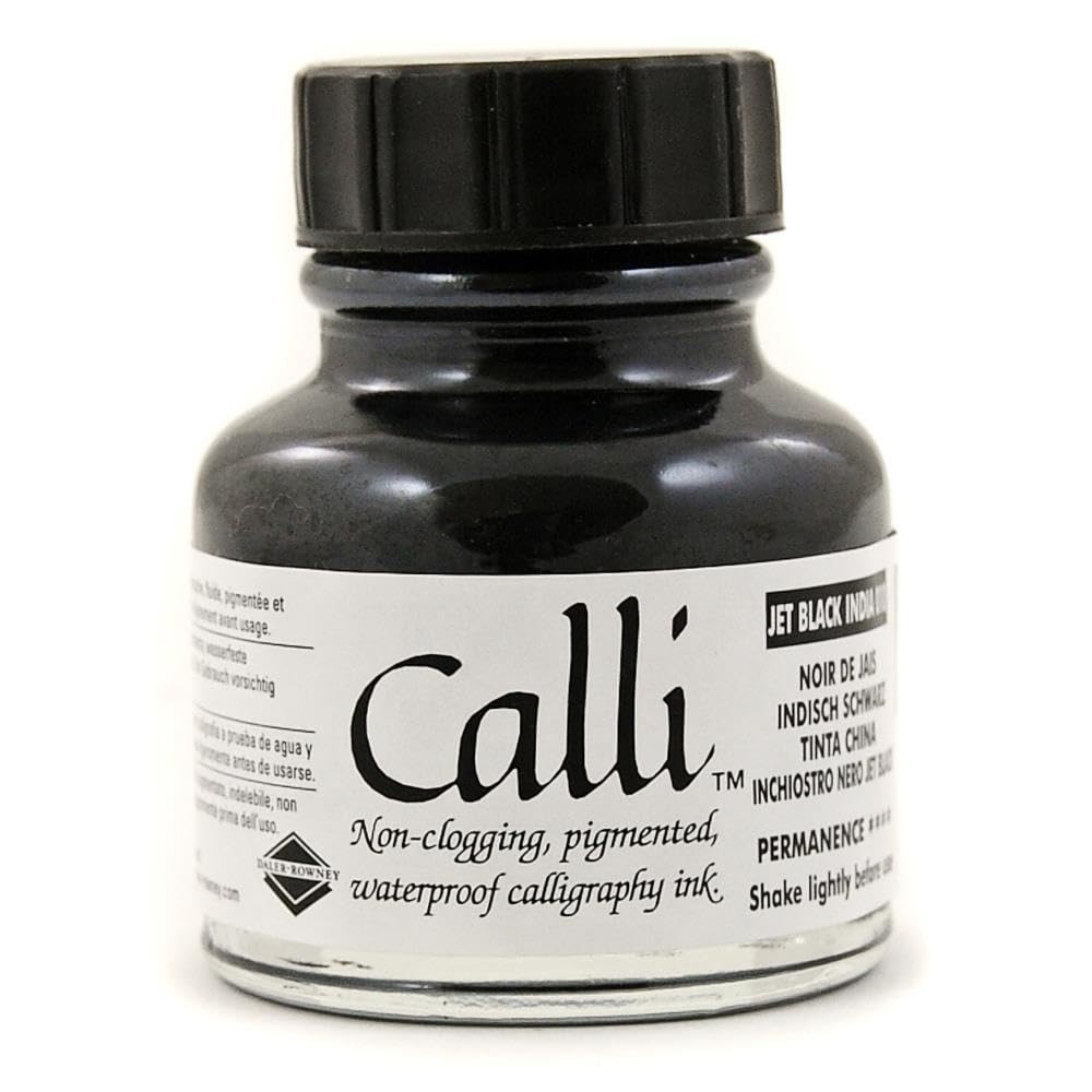 DalerRowney Calli Jet Black Calligraphy Ink 1 Ounce Dropper Bottle