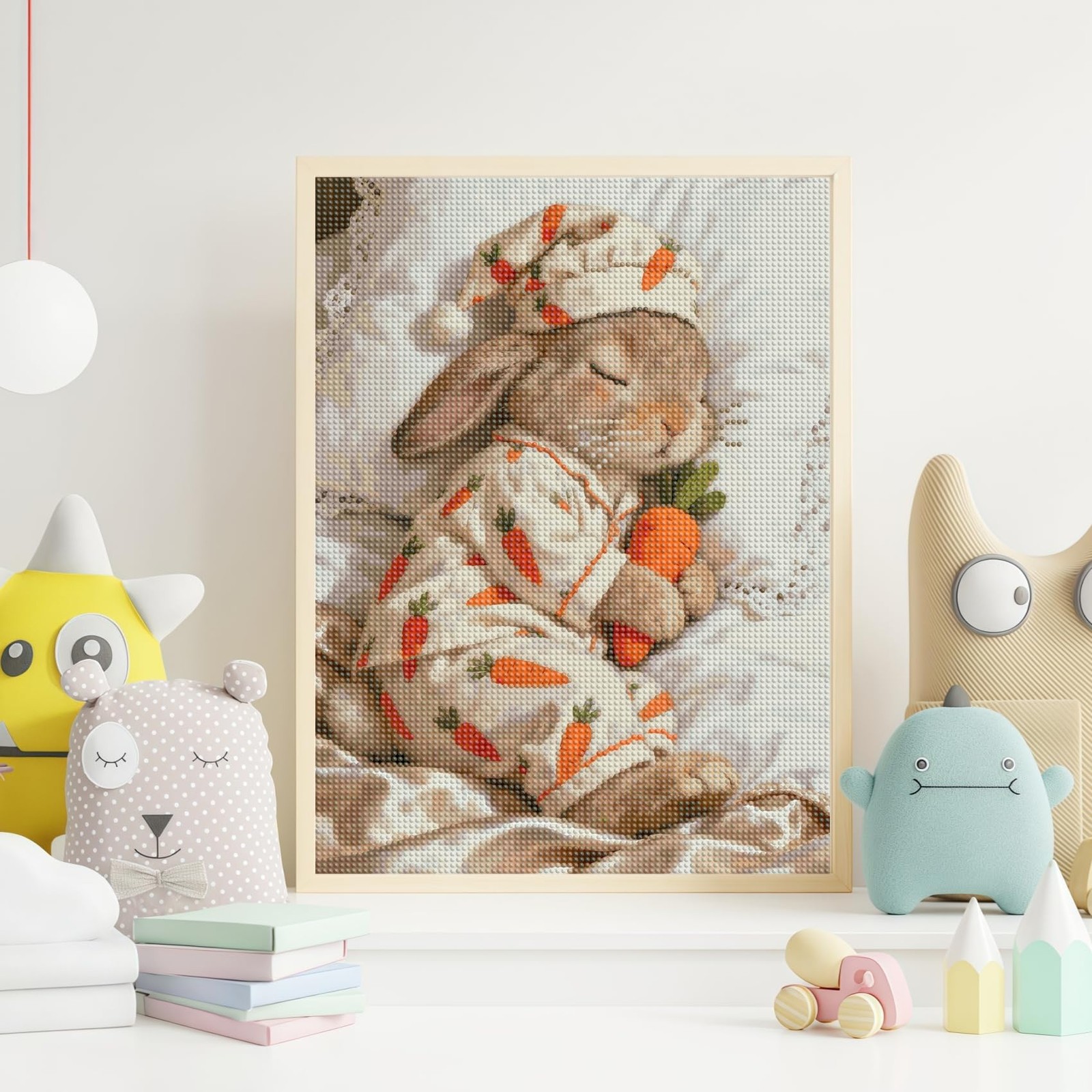 5D Diamond Painting Kits for Adults, Cute Sleeping Rabbit Full Round Drills Gem