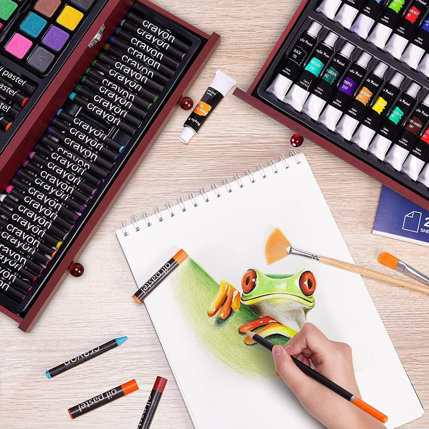 Art Supplies, 175-Pack Deluxe Art Set Drawing Painting Kit with 2 Drawing Pads,