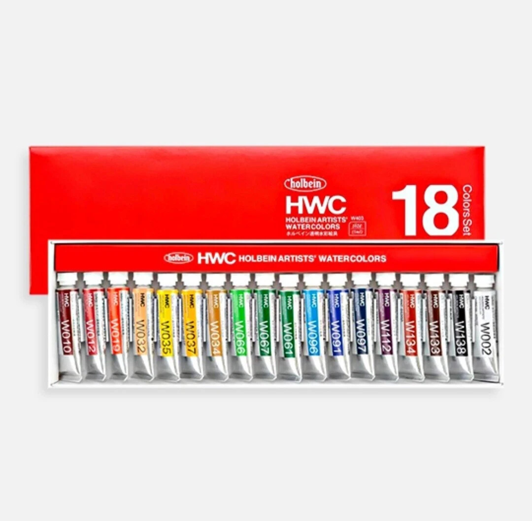 Holbein HWC Artists Watercolor Set Of 18 Colors 5ml 0.17 fl oz W403 – New